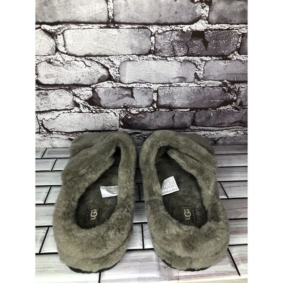 Ugg Olive Green Fluff That Slip On Plush Wool Slippers Men’s Sz 9M US/42 1124111 - Picture 5 of 16